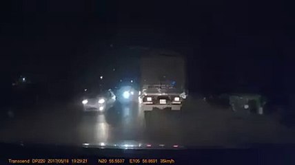 The motorbike tossed over the woman and shot the car