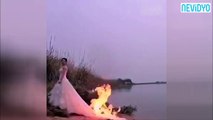 Düğün fotoğrafı için canlı canlı yanıyordu