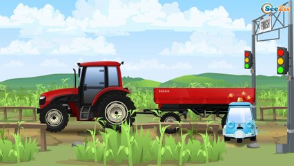 Tractor & JCB Excavator Real Diggers in the City Kids Cartoon Compilation Children Video