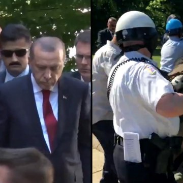 New video shows the Turkish President watching as his security team attacks protesters [Mic Archives]