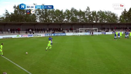 Coup franc, super tête de Yann L sur le poteau.