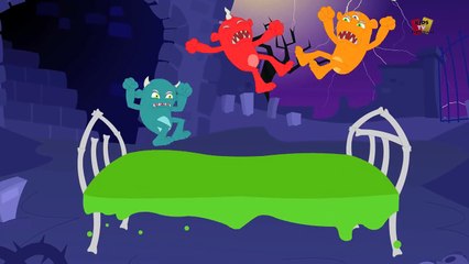 fünf kleine Monster Jumping auf dem Bett _Kindervers _ Five Little Monster Jumping On Bed _Kids So