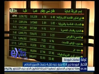 غرفة الأخبار | البورصة تربح 10.8 مليار جنيه خلال 4 جلسات الأسبوع الماضي