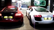 AUDI R8 V10 MAD REVS & ACCELERATION!!   2x AUDI R8 V8's