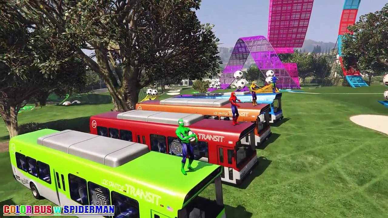 LEARN COLORS with Color Bus & Spiderman Cartoon for Kids - Colours for Children to Learn