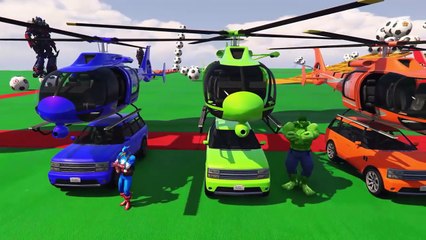 LEARN COLORS for Kids w Helicopter on Color Cars in Spiderman Cartoon & Learning Colors for Children