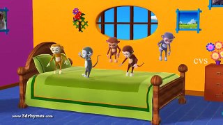 Five Little Monkeys Jumping on the bed - 3D Animation English Nursery rhyme for children