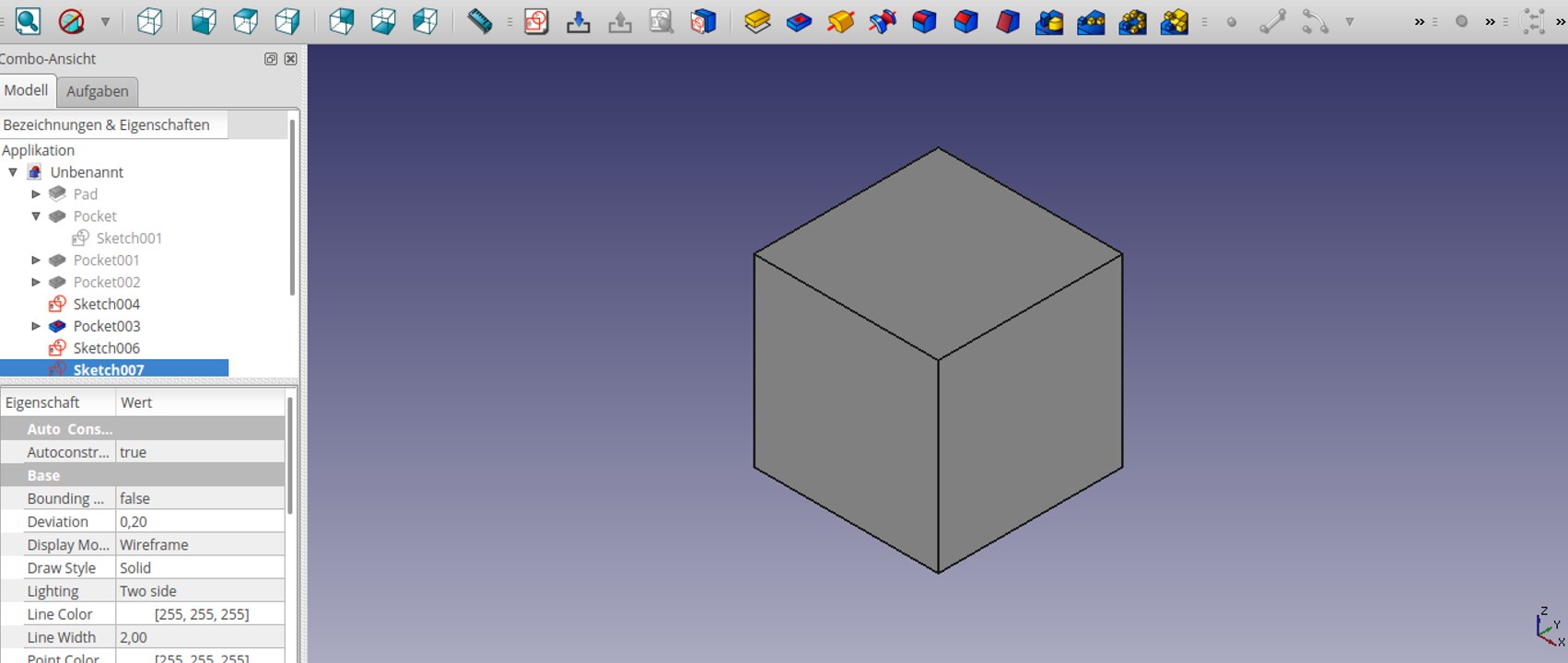 Freecad fuer Anfaenger Wuerfel erstellen