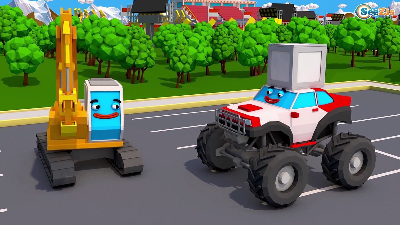 Shapes for Children to Learn with Excavator - Shapes and Colors Collection for Children