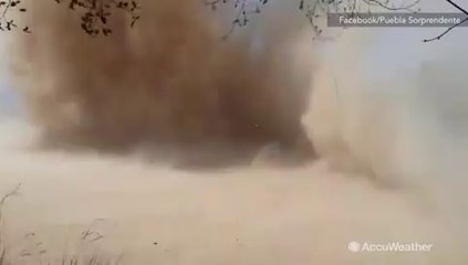 Huge dust devil interrupts soccer
