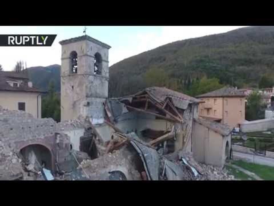 Devastating aftermath of twin quakes in Italy (drone footage)