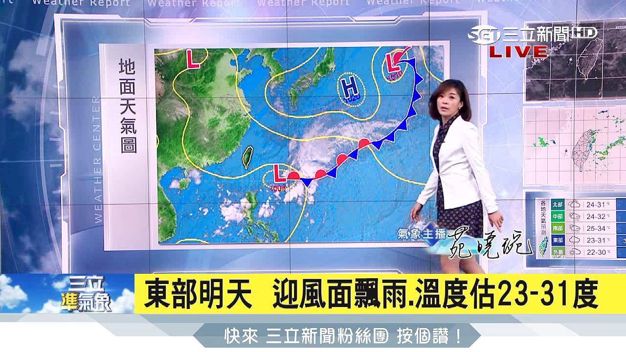 今日低壓帶來水氣　東半部+新北市雨較多│三立準氣象｜20170521｜三立新聞台
