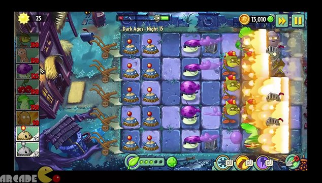 Plants Vs Zombies 2 Dark Ages Part 2 Night 15 NEW PLANTS Magnet-Shroom Unlocked