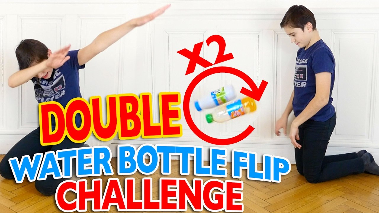 DOUBLE WATER BOTTLE FLIP CHALLENGE FR  - Mère VS Fils
