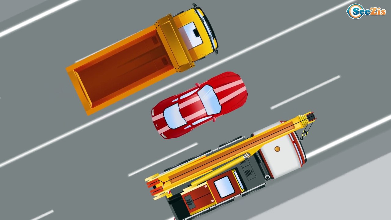 Yellow Truck with JCB Excavator Real Diggers in the City - Cars & Trucks Cartoons for KIDS