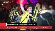 Bağdat Caddesi'nde Fenerbahçeli taraftarların şampiyonluk kutlaması