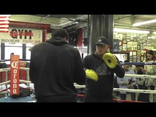 Marcus Browne killing the pads