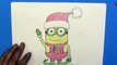 How to draw a Minion Santa Claus - Easy step-by-step drawing lessons for kids