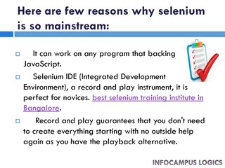 best selenium training institute in Bangalore