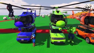 LEARN NUMBERS with Spiderman & Color Long Cars - Colours for Kids to Learn with Color HELICOPTER