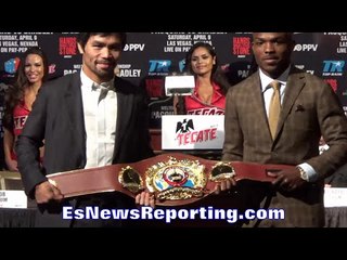 MANNY PACQUIAO & TIMOTHY BRADLEY POSE WITH "SPECIAL" WBO BELT WORTH 100K GOES TO WINNER - EsNews