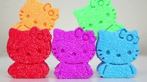 DIY Kinetic Foam Hello Kitty VS Kinetic Sand Hello Kitty VS Play Doh Finger Family Learn Colors-7osOh