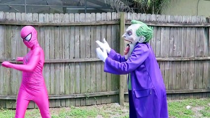 Spiderman vs Joker vs Minion! w_ Batman, Pink Spidergirl Crazy Gymnastics - Fun Superheroes  -)-2m1