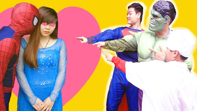 Frozen Elsa Poisoned Superman Hulk Batman Kid Doctor Rescue Fail Spiderman KISS Elsa Superhero funny