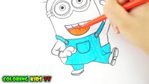 Coloring Pages MINIONS & Drawing for children _ How to color by COLORING KIDS TV