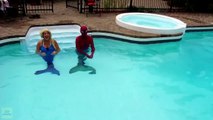 Frozen Elsa's POOL UNICORN! w_ Spiderman Pink Spidergirl Joker Princess Anna Batman Superhero Fun-5pVzYRXPr