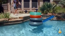 GIANT Inflatable Shark, Water Balloons Fight & Pool Tricks w_ Water Toys Family Fun Video for Kids-Ic