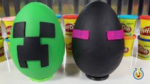 Giant Minecraft Creeper & Enderman Play Doh Surprise Eggs with Minecraft Hangers & Netherrack Toys-LT