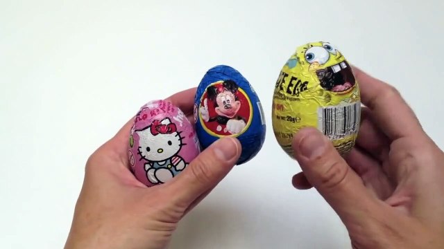 SpongeBob Surprise Egg, Mickey Mouse Surprise Egg and Hello Kitty Surprise Eggs Unboxing-njIw