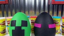 Giant Minecraft Creeper & Enderman Play Doh Surprise Eggs with Minecraft Hangers & Netherrack Toys-LTY