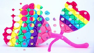 DIY How To Make Sparkle Play Doh Rainbow Popsicle Heart Ice Cream-m