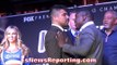 EPIC FACE OFF! Andre Berto PHYSICALLY RESTRAINED FROM ATTACKING Victor Ortiz DURING FACE OFF!!!