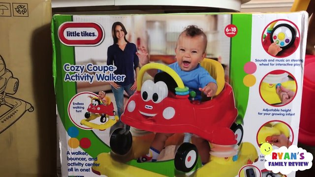Babies and Kids playtime driving Little Tikes Cozy Coupe Car with Ryan's Family