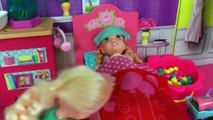 Toddler is SICK ! Elsa & Anna - CHICKENPOX - The other PRETENDS  Who's really sick  Doctor Barbie-eVFXnS