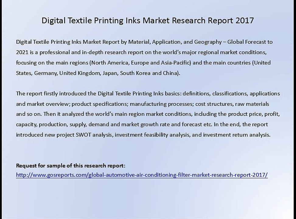 Digital Textile Printing Inks Market Research Report 2017