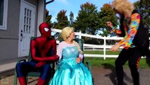 Spiderman EVIL SURPRISE! w_ Frozen Elsa Maleficent Joker Girl Spidergirl Ariel! Superheroes IRL  -)-47MkAR