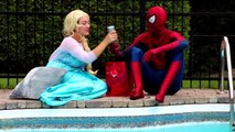 Frozen Elsa’s POOL DATE! w_ Spiderman Pink Spidergirl Joker Anna Batman Superman! Superhero Fun-9JkDI5