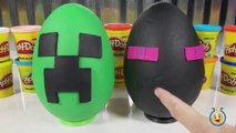 Giant Minecraft Creeper & Enderman Play Doh Surprise Eggs with Minecraft Hangers & Netherrack Toys-LTYakA8B