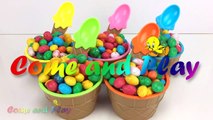M&M Ice Cream Surprise Toys Disney Anpanman Mickey Mouse Toy Story Play Doh Learn Colors for Kids-BThuP
