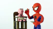 Baby vomits on spiderman superheroes Stop motion Play Doh claymation animation video-E8LFCdB