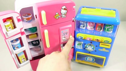 Hello Kitty Refrigerator Toys Drinks Vending Machines Learn Colors Clay Slime Surprise Egg-dkX