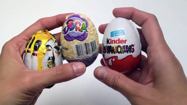 3 Dora The Explorer, The Peguings of Madagascar and Kinder Surprise Chocolate Egg Unboxing-OBw