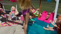 POOL Fun ! Ice Prank - Elsa & Anna toddlers - Barbie's New Car - Swimming - Splash - Water - Slide-n5x0Tk