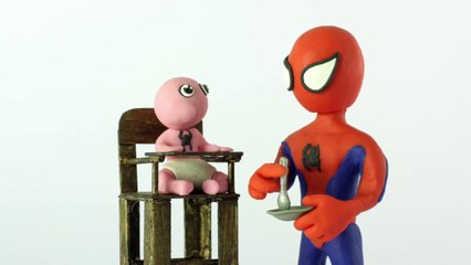 Télécharger la video: Baby vomits on spiderman superheroes Stop motion Play Doh claymation animation video-E8LFCdBj