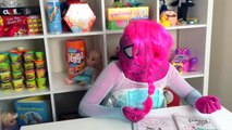 Spiderman vs Joker vs Frozen Elsa - Frozen Elsa Pink Spidergirl Rainbow Hair! - Funny Superheroes  -)-lfDi