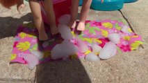 POOL Fun ! Ice Prank - Elsa & Anna toddlers - Barbie's New Car - Swimming - Splash - Water - Slide-n5x0TkUD3
